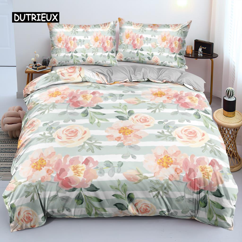 3D design Květiny Soupravy povlaků na přikrývky Ložní prádlo Souprava na přikrývku/přikrývku Povlaky na polštáře 220x240 Velikost Černá Bytový textil