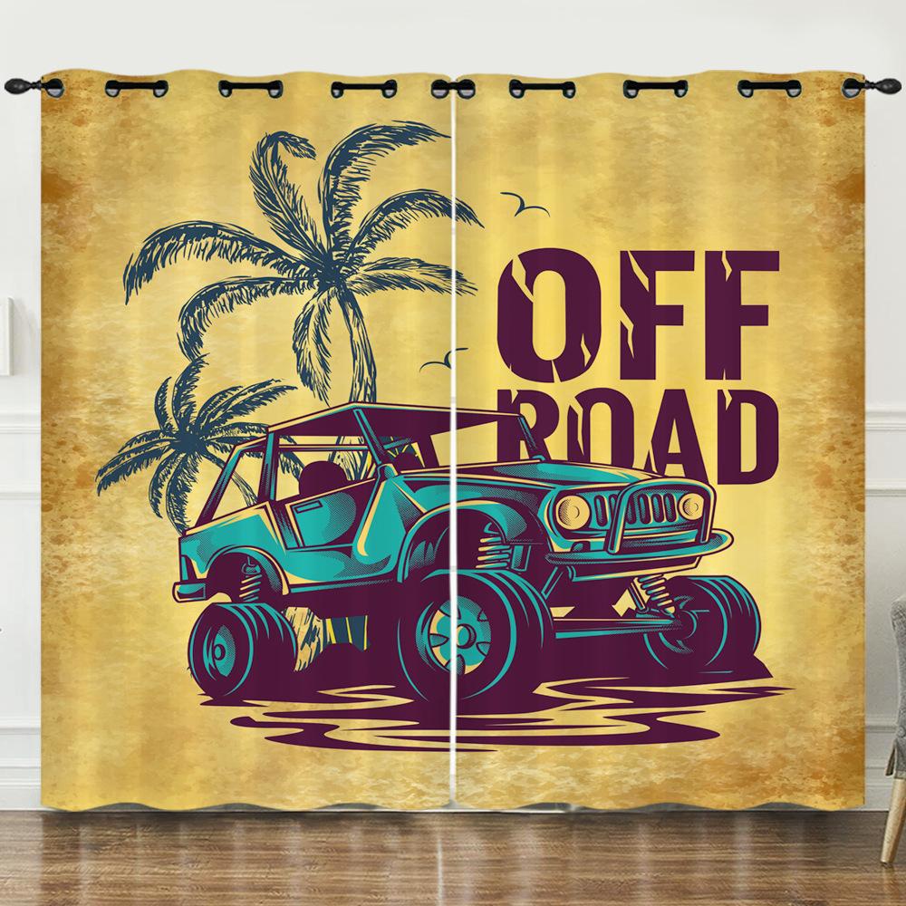 Curtain Car Off-Road Vehicle 3D Digital Printing Blackout Curtain Punching