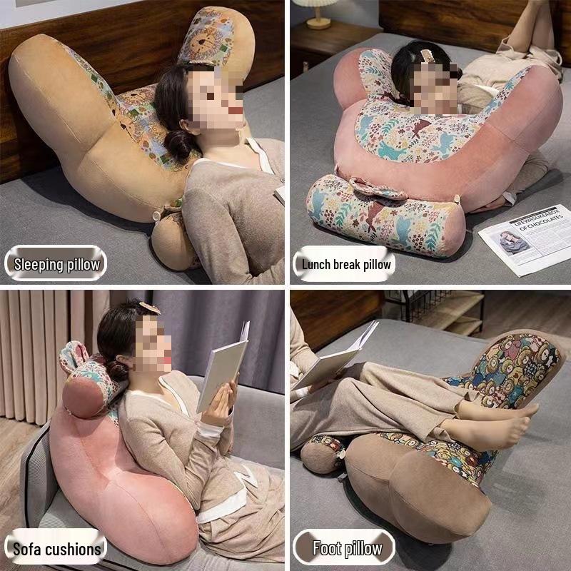 Large Bedside Backrest Cushion - Soft Lumbar Pillow for Reading & Phone Use In Dormitory or Tatami Rooms.