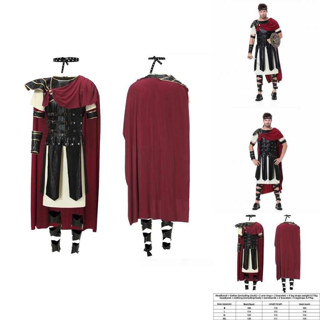 Costume da Guerriero Romano di Halloween per Spettacoli Teatrali in Tessuto Misto Cotone