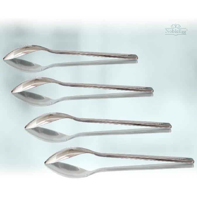 NobleEgg Egg Spoons for Soft Boiled Eggs, Coffee, Desserts | 18/8 Stainless Steel | 5.5 inches | Set of 4