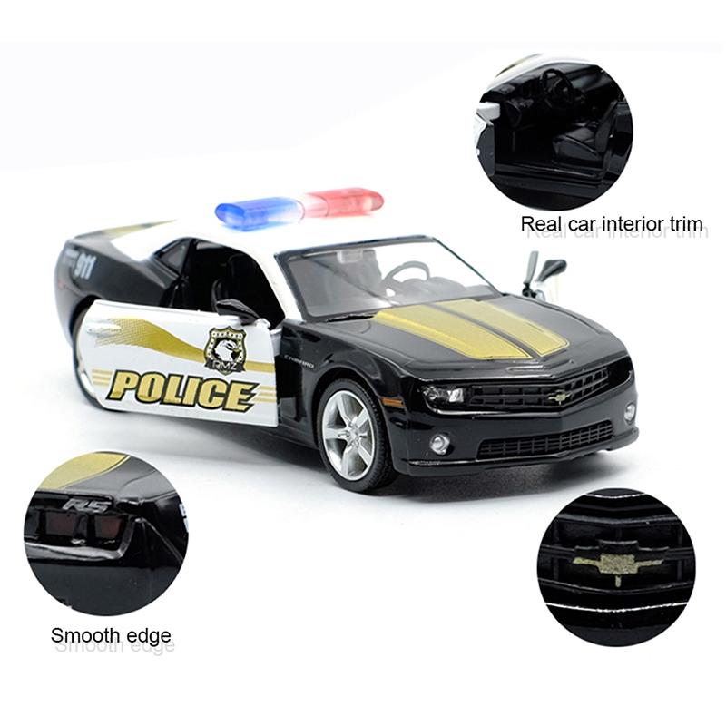 1/36 Scale Camaro Police Toy Car Sports Car Alloy Diecast Car Model Toy with Pull Back for Kids Gifts Toy Collection