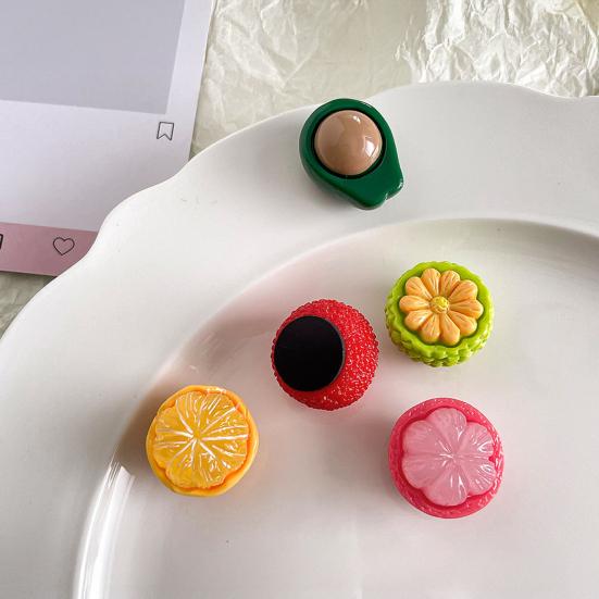 Yousheng 5Pcs 3D Simulated Fruit Refrigerator Magnet Resin Waxberry Orange Avocado Mangosteen Magnet Home Kitchen Office Whiteboard Locker