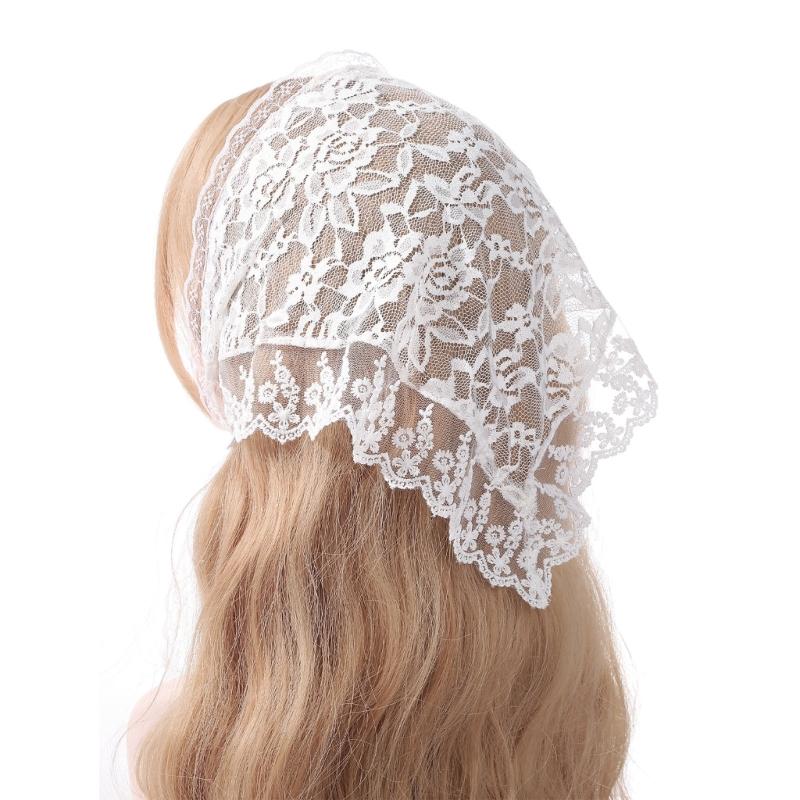 Hot Girls White Lace Bandana Summer Sunproof Turban Tie Back Camping Headwrap Lovely Girls Traveling Hair Kerchief