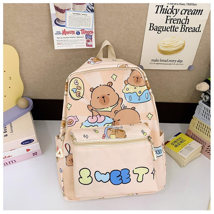 School Bag Kapibara Cute Printed Backpack Girl 2-6 Years Old Small School Bag Backpack