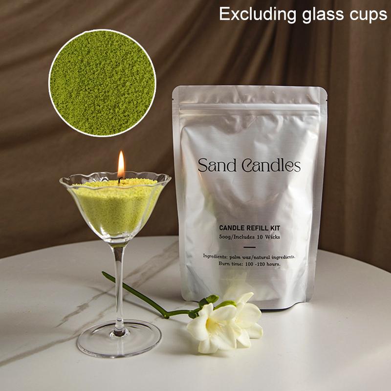

500 г/пакет Сделай сам Ландшафтная чашка-свеча Безопасный песок Восковые частицы Свеча Легко гаснет при заливке с 50 восковыми фитилями
