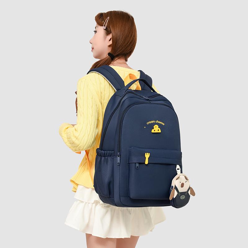 Women's Solid Color Backpack Student Large Capacity Schoolbag Commuter Backpack