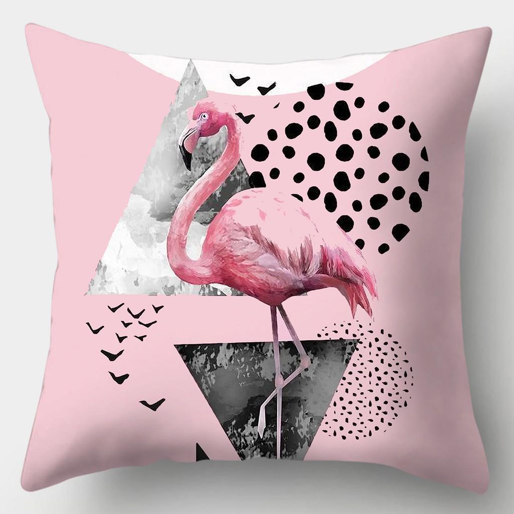 Tropical Flamingo Print Pillowcase Square Peach Skin Sofa Pillowcase Home Decor Pillowcase