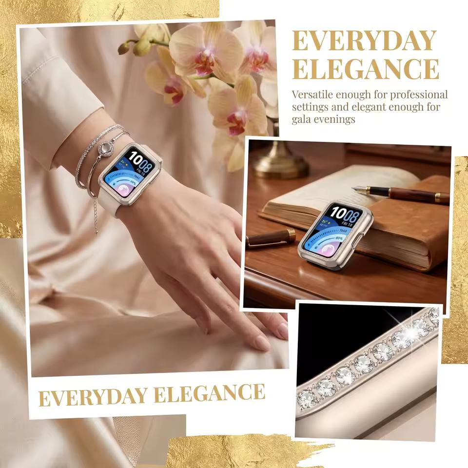 Diamond Case For HUAWEI Band 11 Accessories All-Around Hard Hollow PC Bumper Frame shell Cover for huawei smart band 11Pro Cases