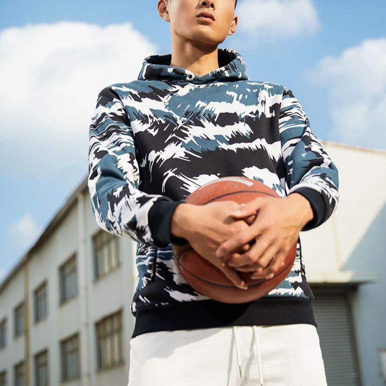Anta Basketball Series Camouflage Fleece-Lined Warm Casual Long-Sleeve Hoodie Men Hoodie Black White 152141706-4
