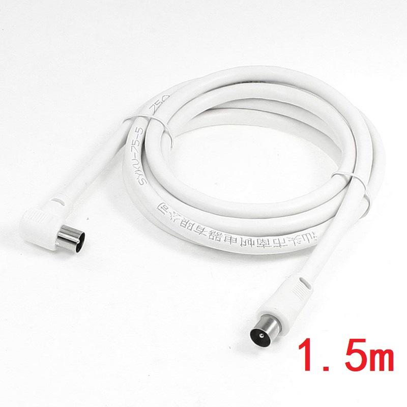 

2M Metre Right Angle Angled RF TV Aerial Lead Cable Male To Coax Coaxial White