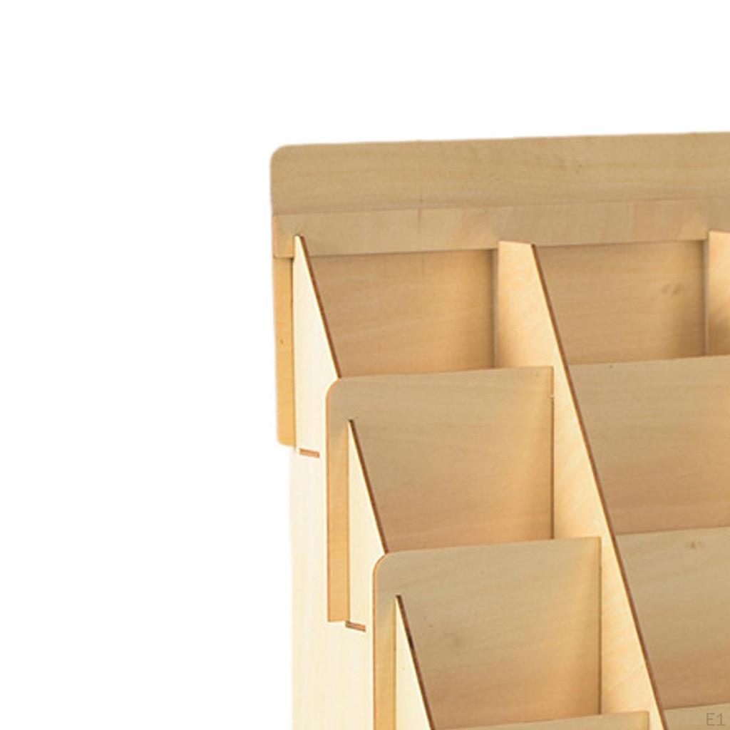 Wooden Greeting Card Display Stand Photos Shelf Portable Multifunctional 4 Tier Sticker Organizer