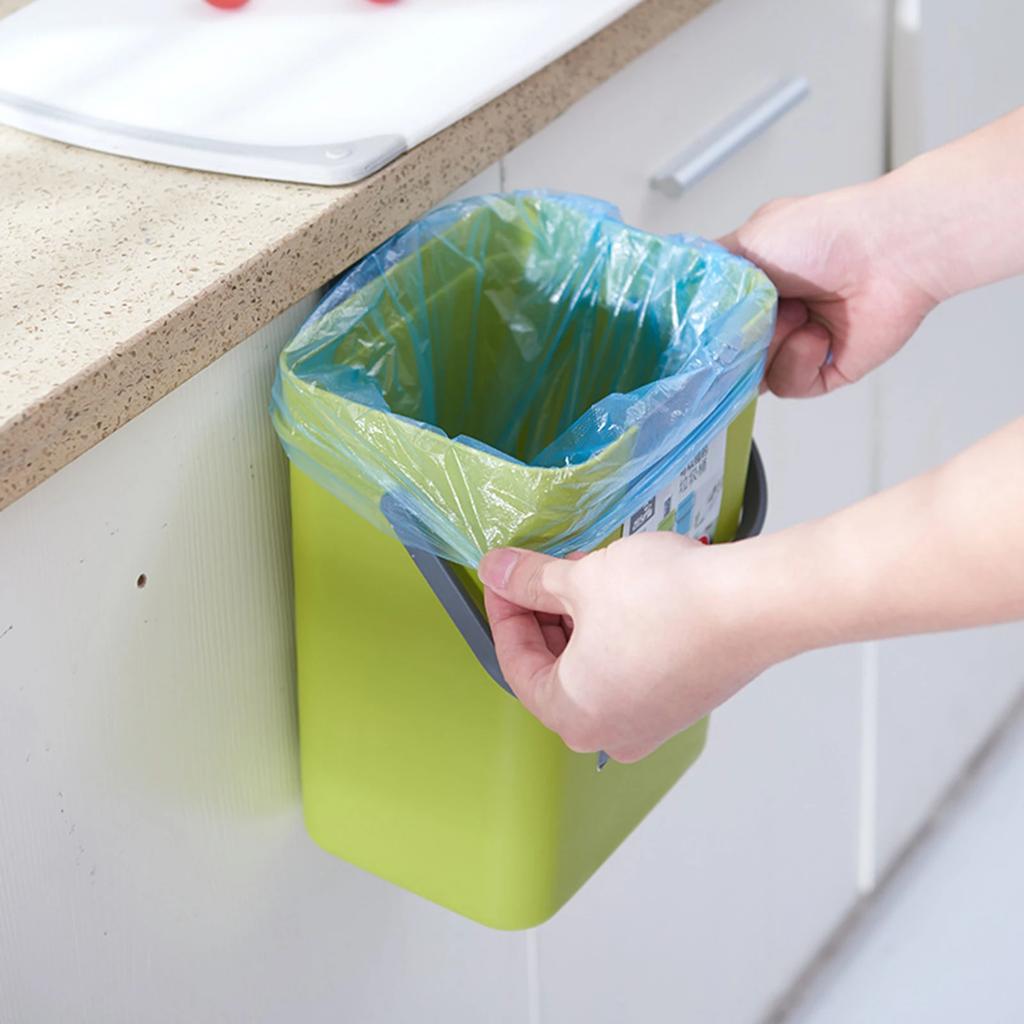 Wall Mounted Hanging Trash Bin for Home Kitchen Cabinet Door with Lid Kitchen Trashs Bin Garbage Cans Counter Bins Trash Can