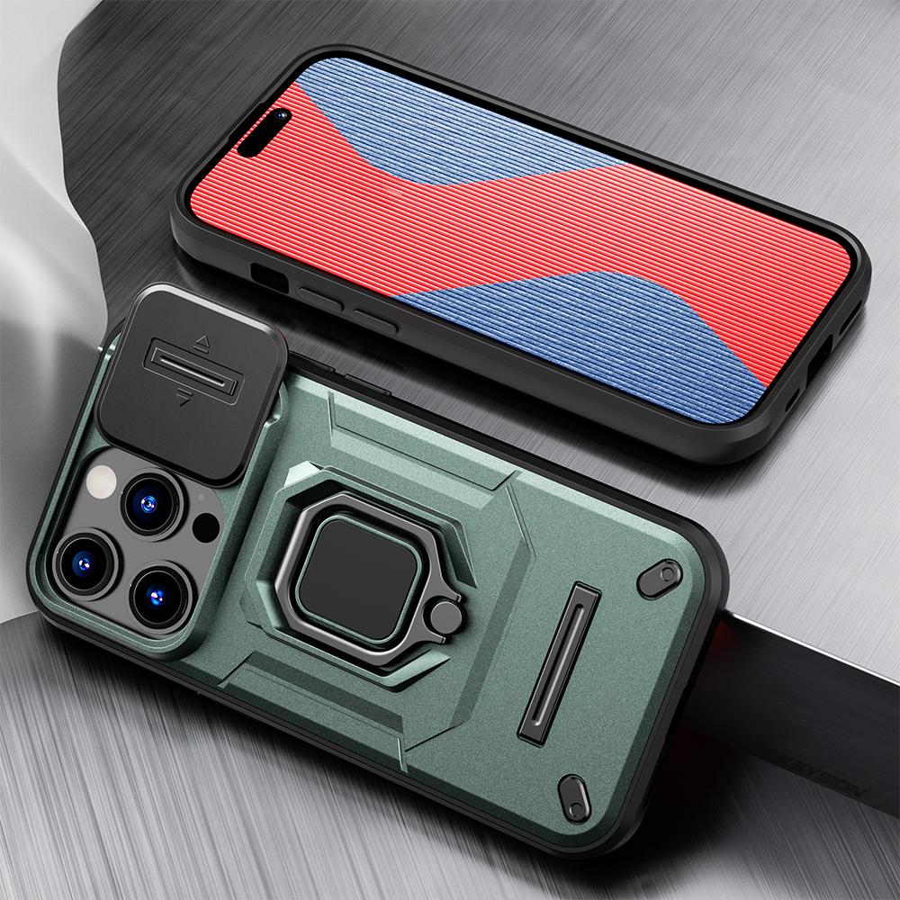 

Противоударный чехол KEYSION для iPhone 14 Pro Max 14 Plus, защитное кольцо для объектива камеры, чехол-подставка для телефона для iPhone 13 Pro Max for iPhone 13 Pro Max зелёный