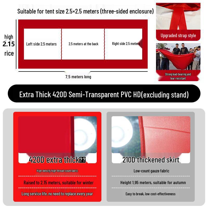 Thickened Outdoor Umbrella Tent Cloth - Windproof and Waterproof Surround for Four-Legged Umbrella