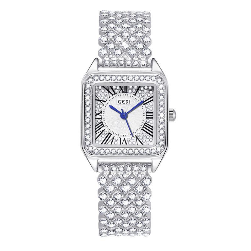Classic Square Ladies Quartz Watch With Diamonds Waterproof For Fashion Enthusiasts
