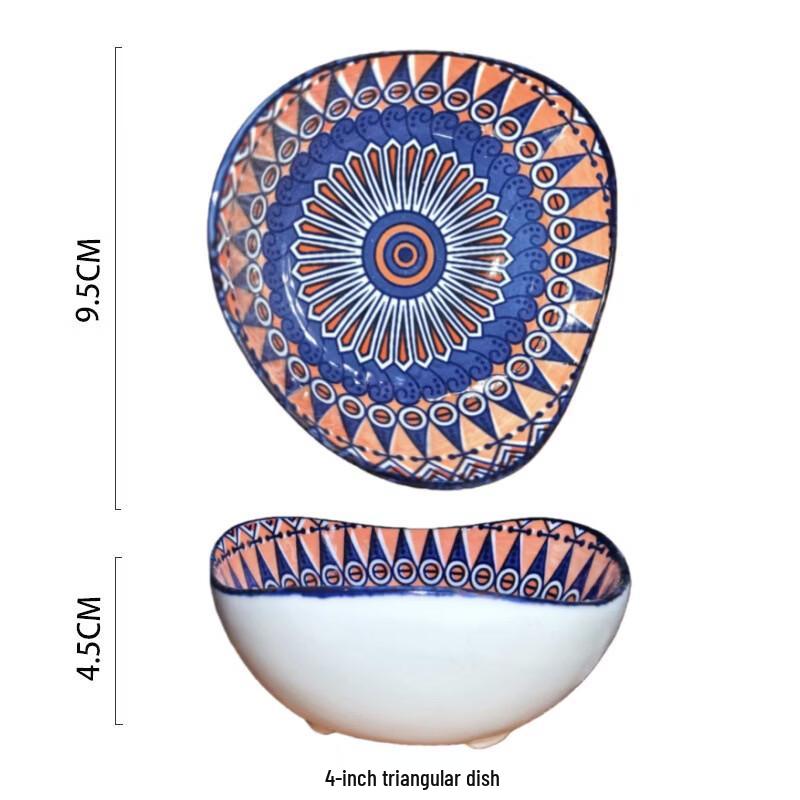 Керамические треугольные соусницы Yangge Moroccan Ceramic 4 дюйма, Набор из 5 штук