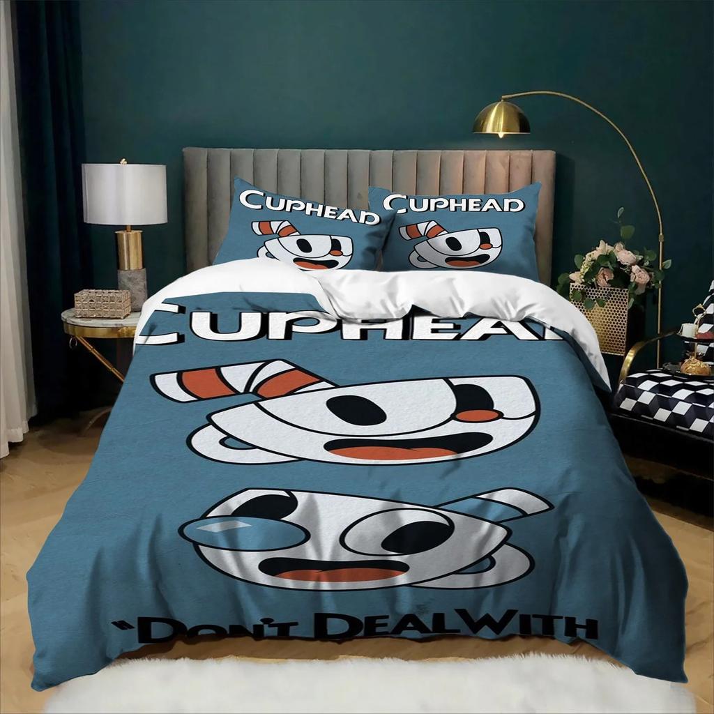 Exquisite The Cuphead Show Cartoon Bedding Sets Bed Supplies Set Duvet Cover Bed Comforter Set Bedding Set Birthday Gift