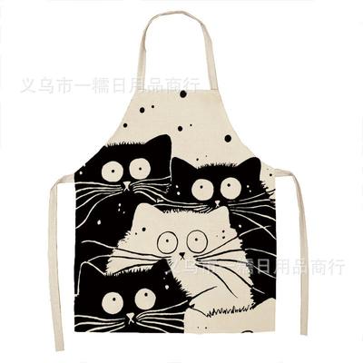 Lipstick Makeup Linen Apron For Kitchen To Prevent Stains, Household Waist Wrap For Cooking, Sleeveless Cartoon Apron.