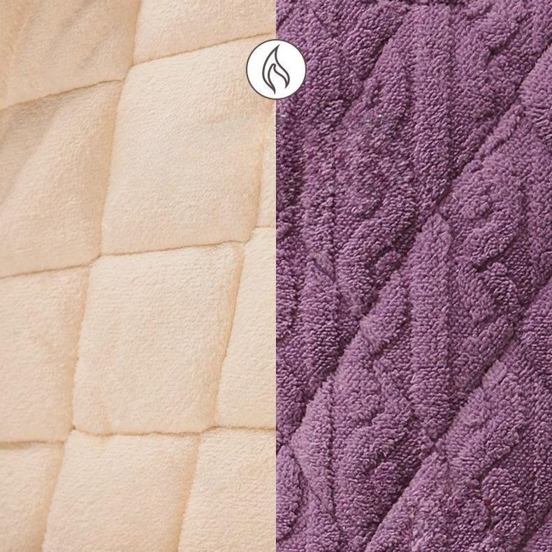 Autumn Winter Women's Padded Thick Coral Fleece Coat and Pants Two-piece Warm Pajamas Set Loungewear