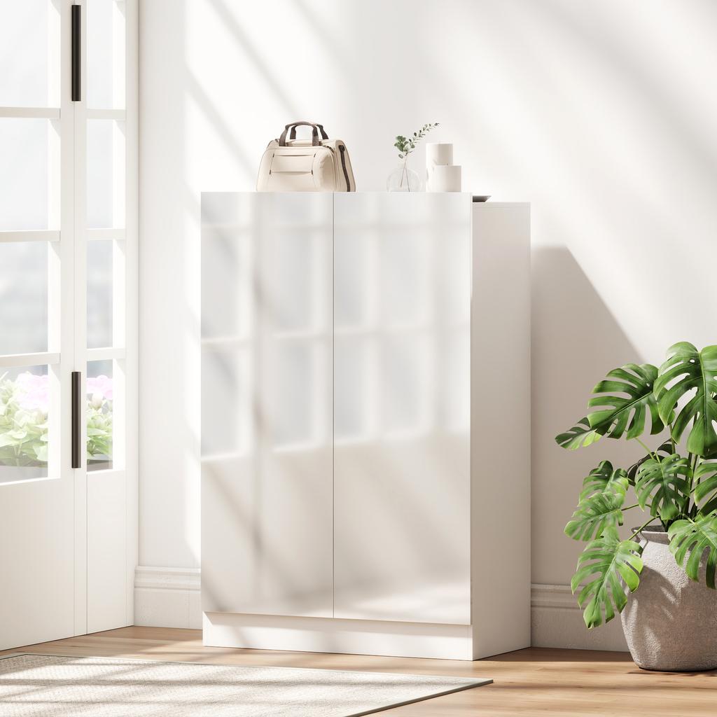 5-stufiger Schuhschrank für 20 Paar Schuhe, verstellbare Regale, für Eingangsbereich, Flur, Holz, Weiß