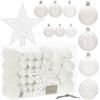 Boules de Noël - Springos® - Ensemble de 100 pièces - Plastique - Étoile blanche - Décoration Noël