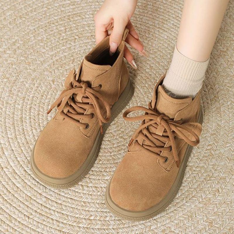 Retro Short Boots Women's Autumn New Thick-soled Versatile Lace-up Slim Martin Boots Women's Boots