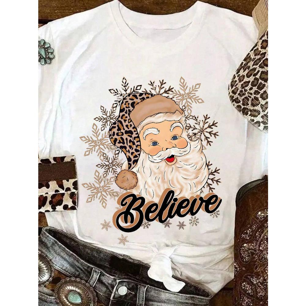 Women's Casual Short Sleeve T-Shirt, Comfortable, Round Neckline, Short Sleeve, Fashion Streetwear Digital Top For Women