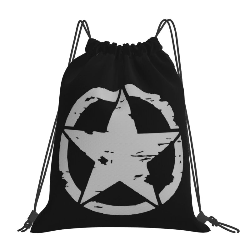 Custom Military Tactical Skull Star Drawstring Backpack Bags Women Men Lightweight Gym Sports Sackpack Sacks for Training