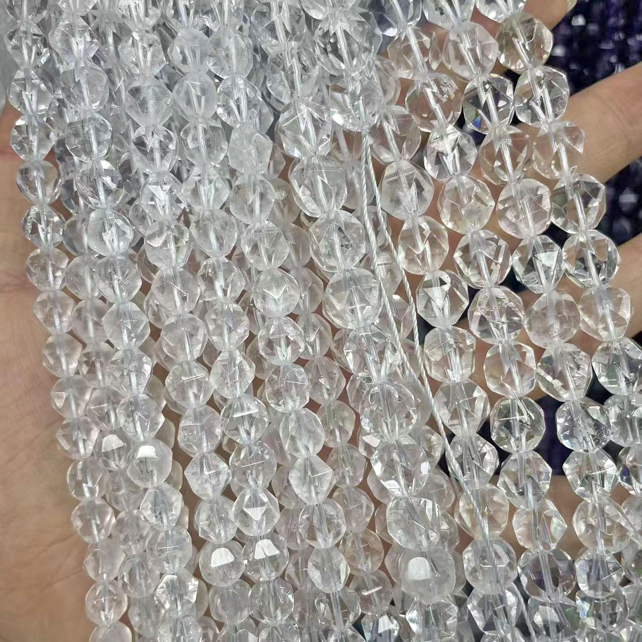 

Натуральні білі кришталеві круглі намистини 6-10 мм з алмазною огранкою для ручного виготовлення DIY прикрас 6mm strand ~38cm