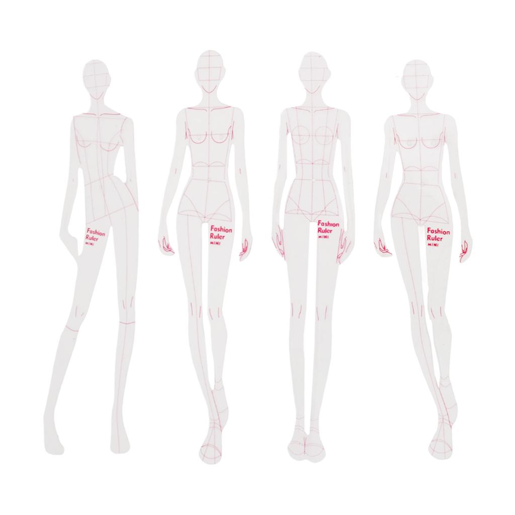 Transparent Plastic Fashion Design Ruler Set for Clothing Illustration and Tailoring Template Tools for Professional Use