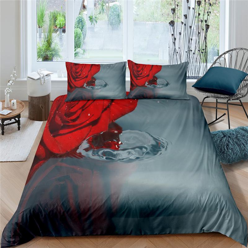 

Comforter Luxury 3D Rose Flowers Print Home Living Comfortable Bedding Set Queen And King Eu/Us/Au/Uk Size Comforter (quilt)-EU Single(135*200cm)3pcs