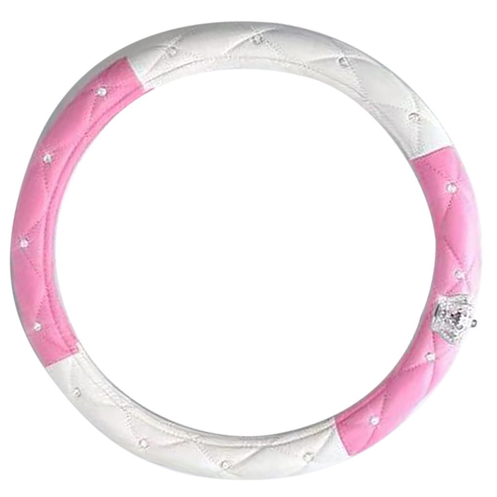 Women Steering Wheel Cover Cute Universal Antislip Pu Lether Rhinestones Car Steering Wheel Cover