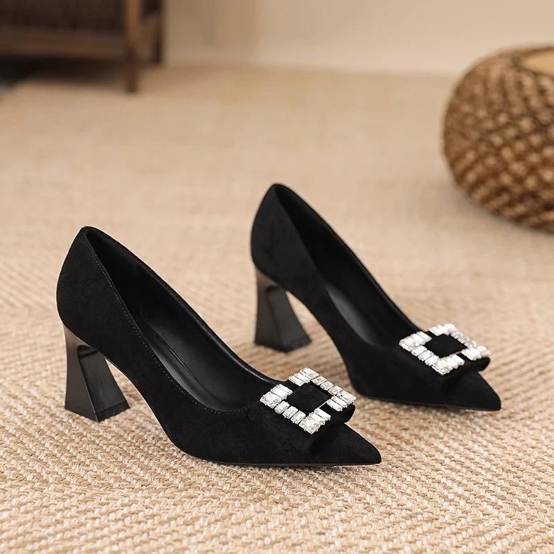 fashion High Quality Shoes for Women 2024 Comfort Sexy High Heels Dress Party Fashion Shallow Solid Color Heels Women  Zapatos De Mujer