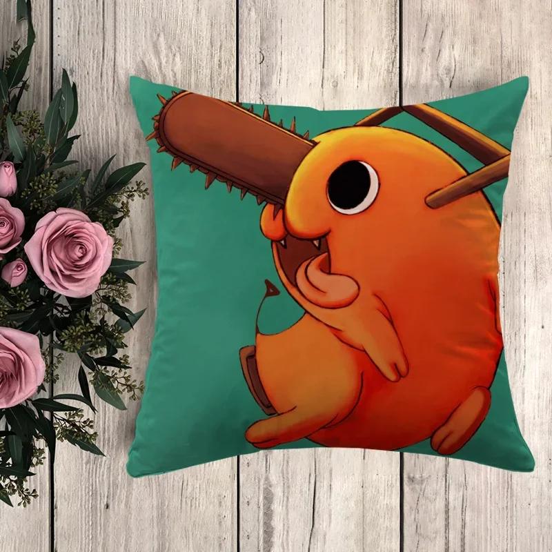 Anime Pillow Chainsaw Man Throw Pillows Pilow Cases Decorative Pillowcase Fall Decor Cushion Cover Car Decoration