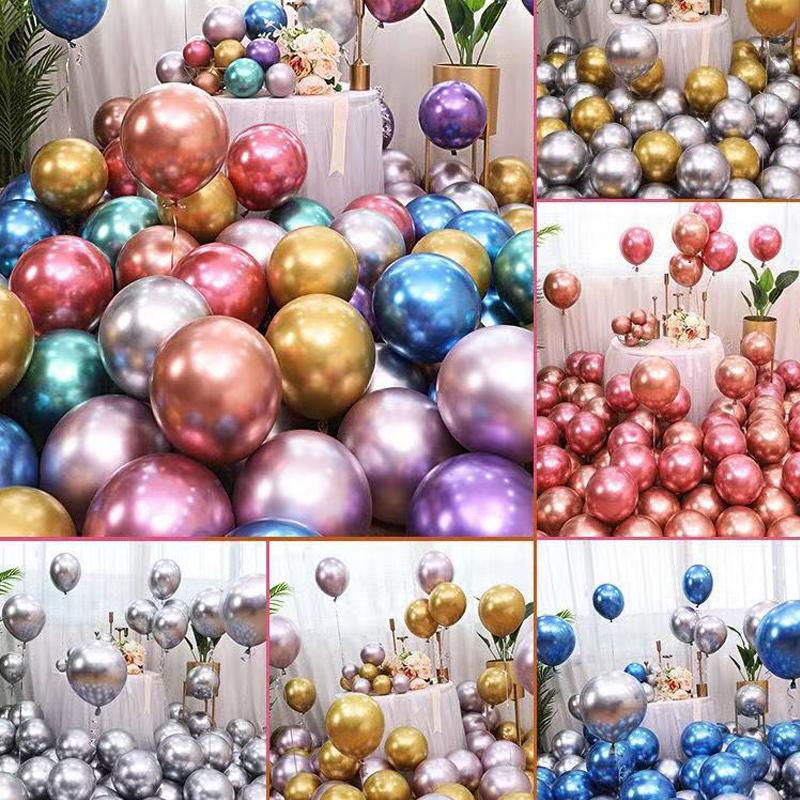 50pcs 12in Pearl Chrome Metal Balloon Golden Balloon Arch Wedding Supplies Party Decor