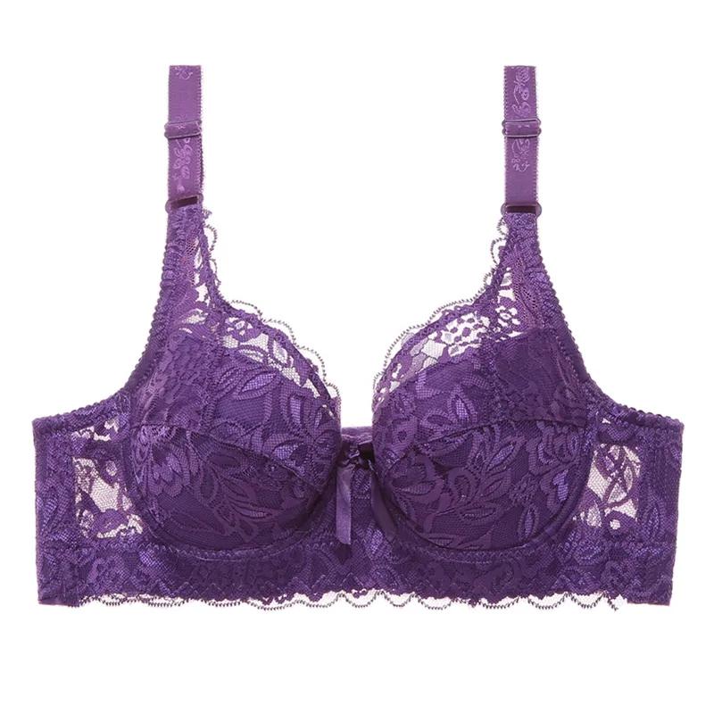 Large Size Ultra-thin Underwear Women's Bra Sexy Lace Beauty On The Back Full Cup Bra