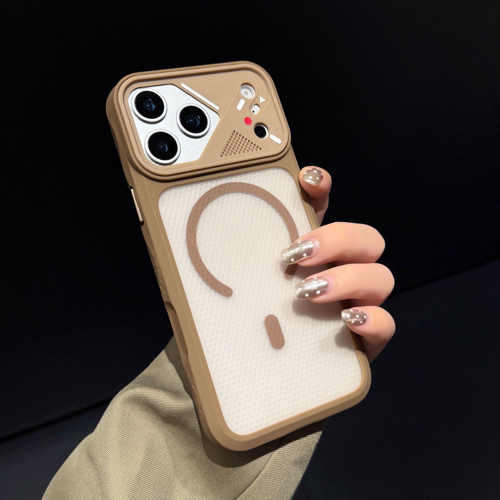 

Ice Armor Magnetic Apple ProMax Case - Frosted iPhone 16, Heat Dissipation Mesh, Drop Protection 13 Pro золотой
