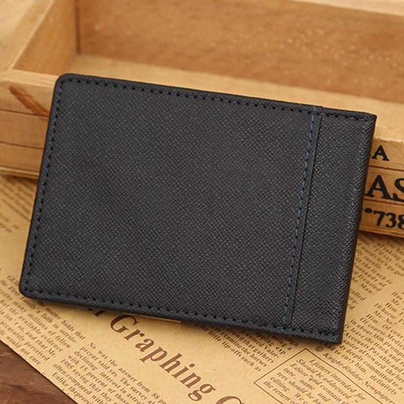 Men's Sophisticated Black Genuine Leather Wallet With Silver Money Clip And Card Holder