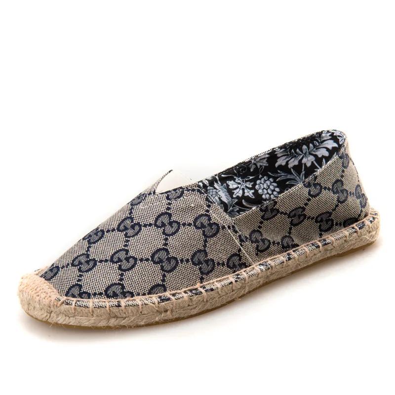 Pánské espadrilky, pánské patchworkové nazouvací letní boty, pánské mokasíny, prodyšné plátěné pánské boty, jutové zabalené dámské boty, unisex boty