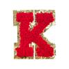 Red A-Z Chenille Embroidery Letter Patches, 5cm Self-Adhesive for DIY Clothing.