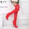 Mirror Buckle 12cm Sexy Over-the-knee Boots Temperament Fashion Boots Nightclub Pole Dance Pointy Skinny Heels Tall Female