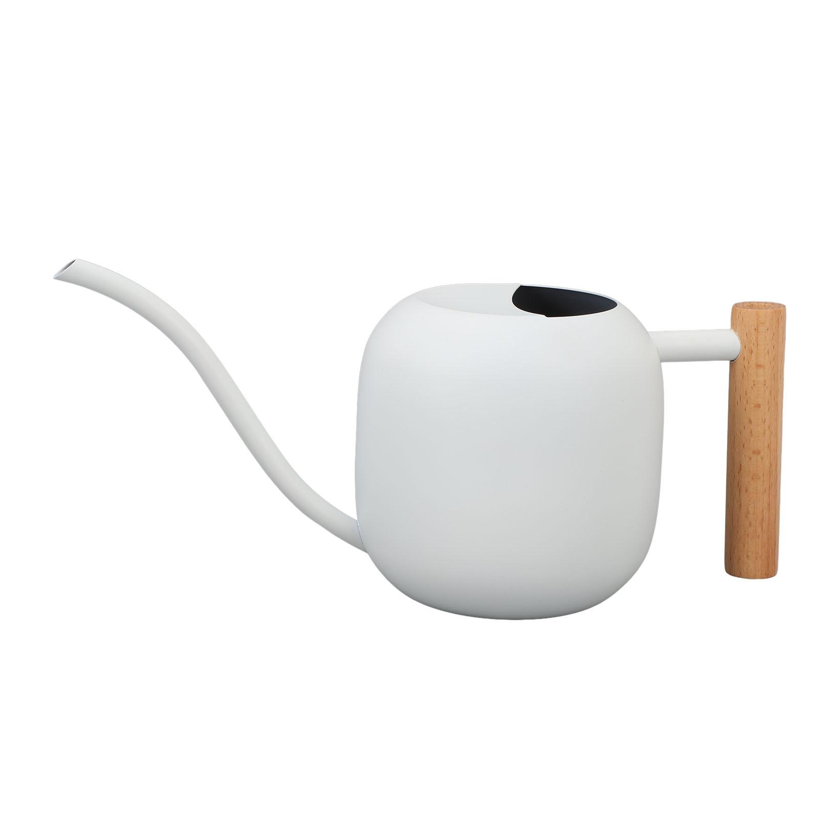 

Лейка для помещений из нержавеющей стали с деревянной ручкой и длинным носиком для комнатных растений белый