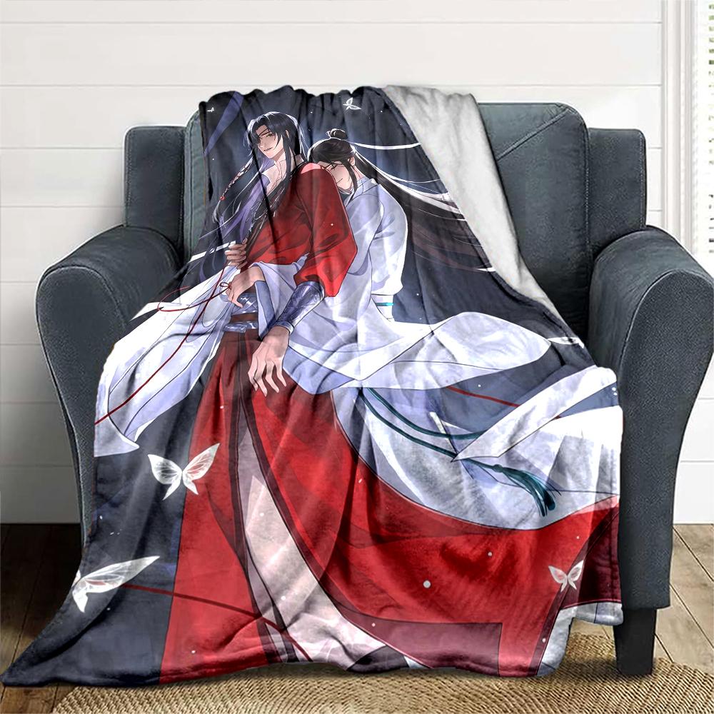 1Pc Heaven Official's Blessing Anime Print Blanket Soft Comfortable Polyester Throw Blanket Allseason Warm Coverlet Bedroom Office Outdoor Gothic Fant