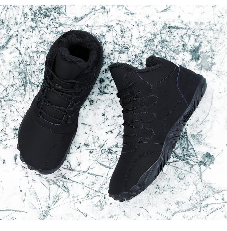 

Модные хлопковые туфли для пар на открытом воздухе с высоким верхом, зимние ботинки большого размера с плюшевой подкладкой, теплые амортизирующие удобные походные ботинки 36 чёрный