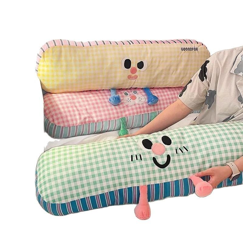 Fashionable And Comfortable Creative Plaid Long Pillows for Side Sleeping in The Bedroom, Perfect for in Dorms