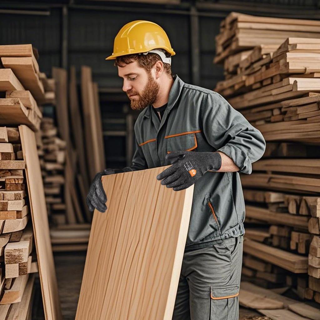 AovYoo Work Level PU and Oil Ideal for and Cooking Cut-Resistant Gloves, Non-Slip, Cut-Resistant 9, Coated, Abrasion, Tear, Resistant, Weeding,