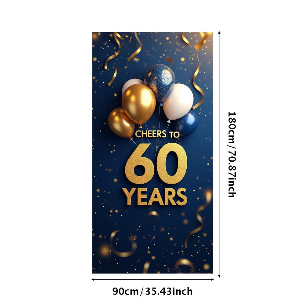 60th Anniversary Banner Cheers To 60 Years Backdrop Glitter Party Decoration Birthday Wedding Event Photography Background Props