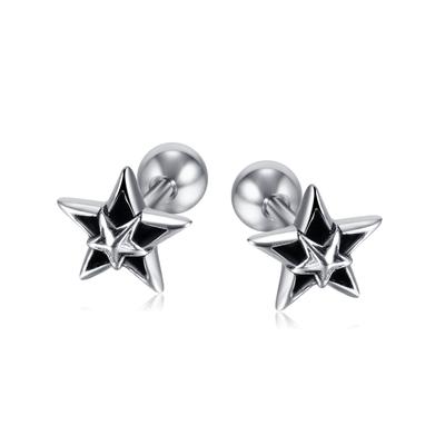 Mode Retro Pentagramm Titan Stahl Ohrringe Zubehör Personalisierte Hip Hop Unisex Edelstahl Stud Ohrringe