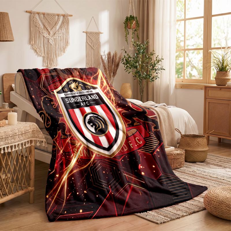 Sunderland Football Print Flannel Blanket Soft Warm Sofa Bed Throw Blanket For Home Office Bedroom